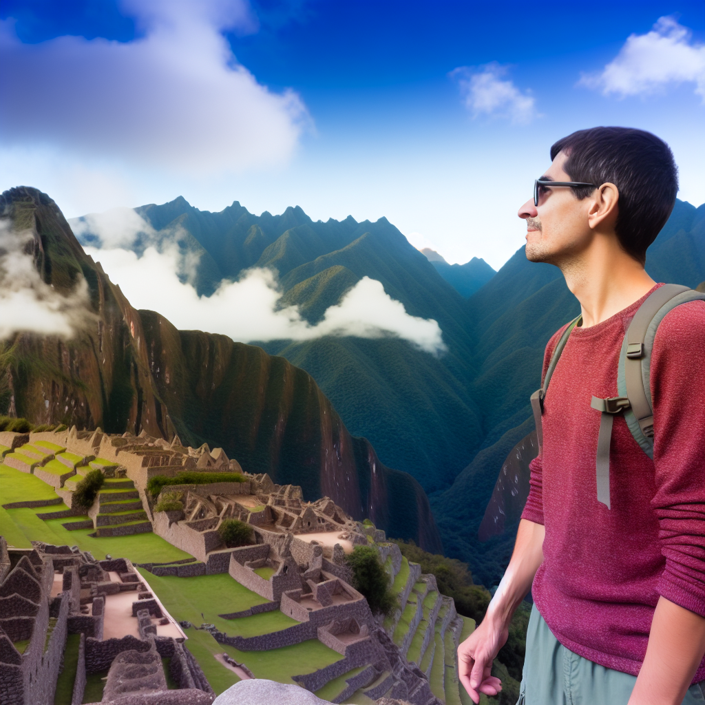 Imagem de uma pessoa contemplando as majestosas ru